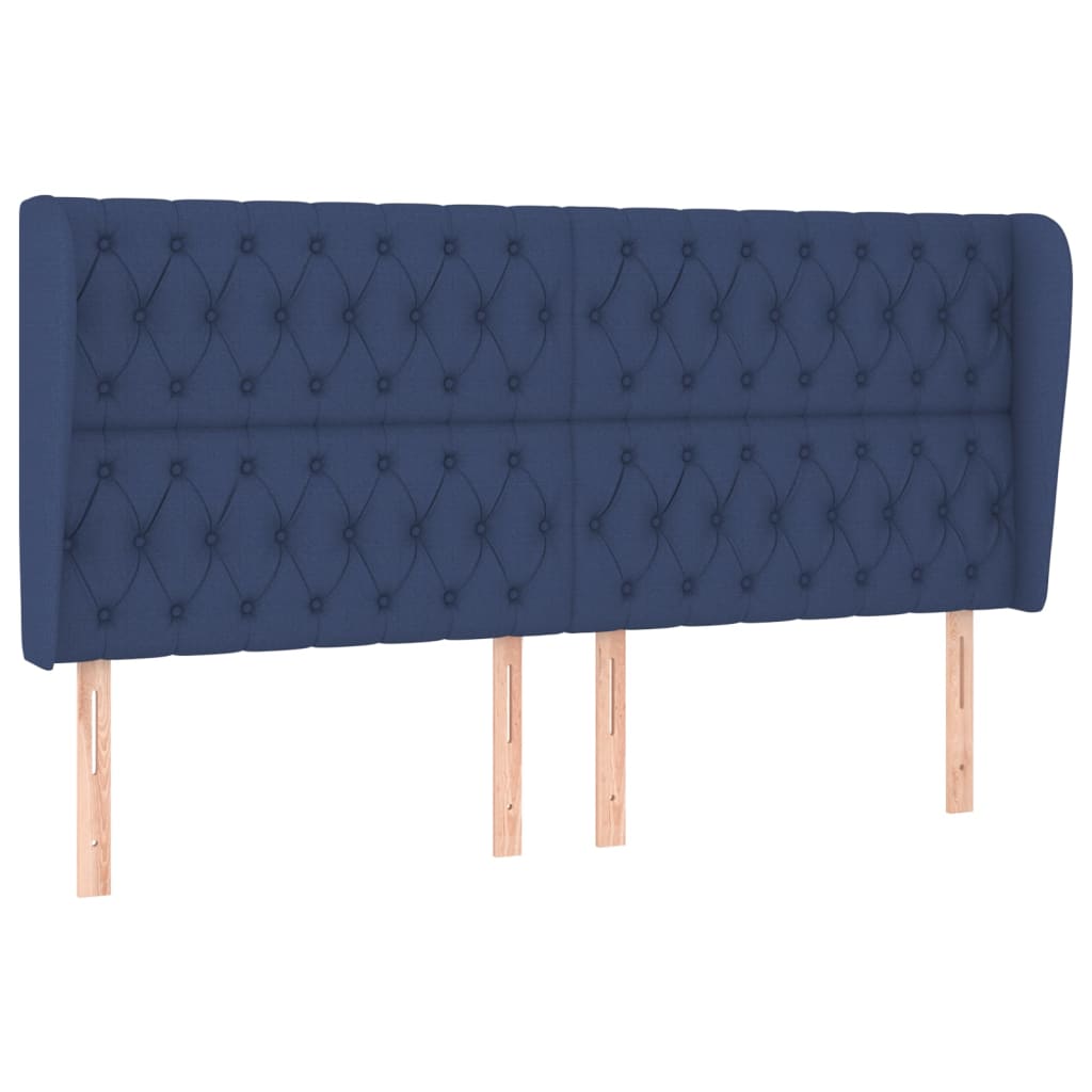 Uzglavlje s ušima plavo 203x23x118/128 cm od tkanine