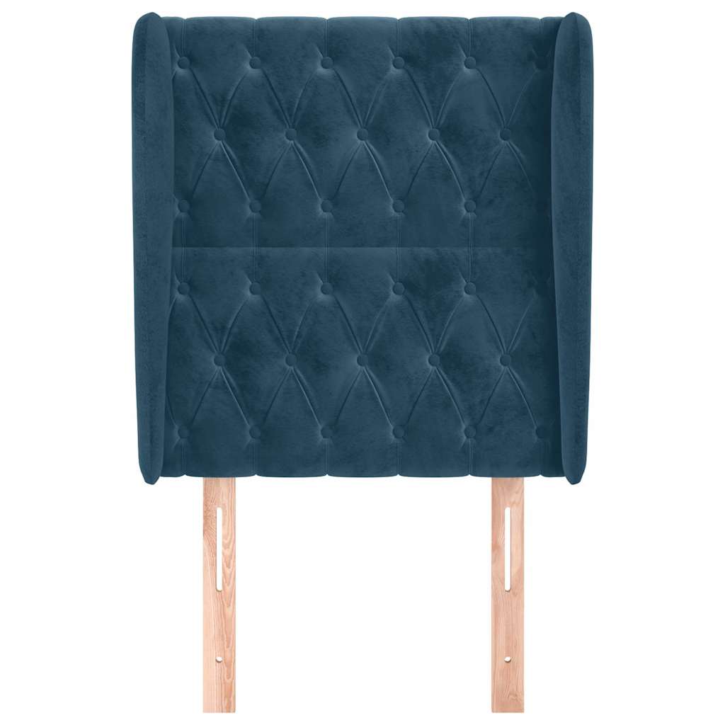 Uzglavlje s ušima tamnoplavo 83 x 23 x 118/128 cm baršunasto