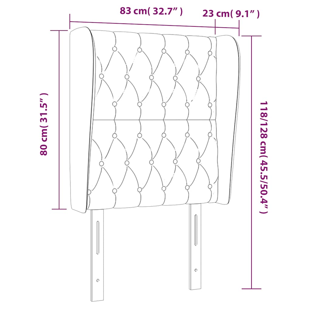Uzglavlje s ušima tamnoplavo 83 x 23 x 118/128 cm baršunasto