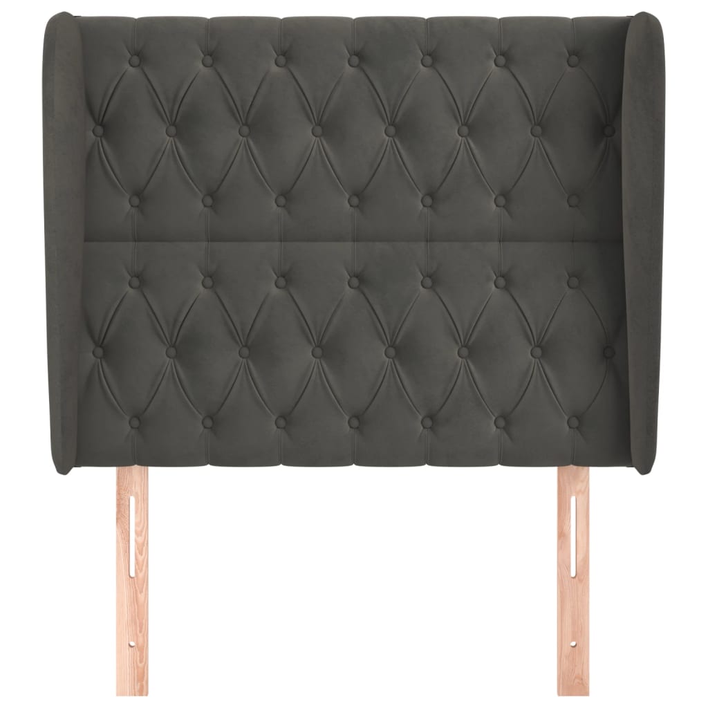 Uzglavlje s ušima tamnosivo 103x23x118/128 cm baršunasto