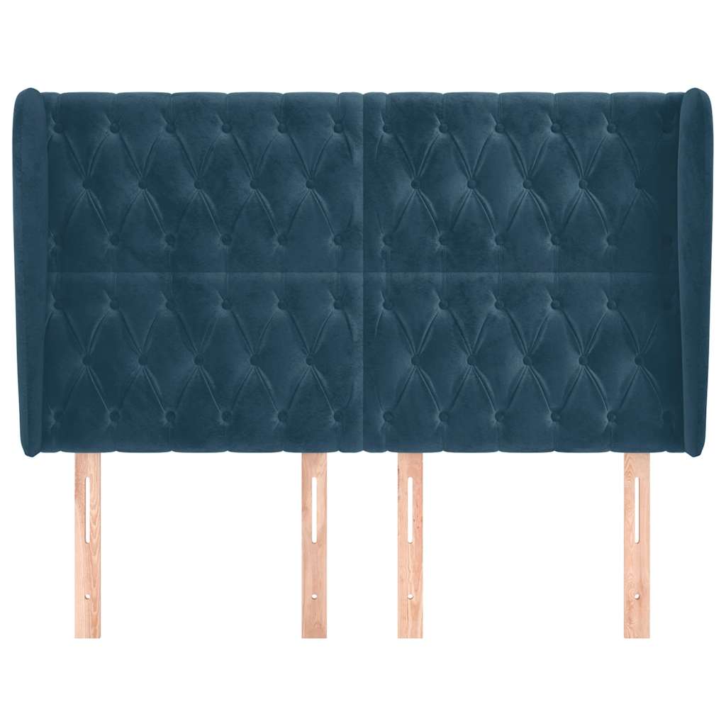 Uzglavlje s ušima tamnoplavo 163x23x118/128 cm baršunasto