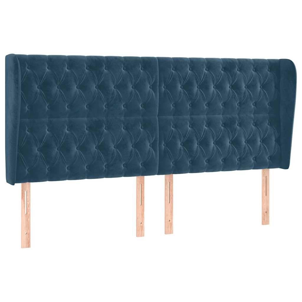 Uzglavlje s ušima tamnoplavo 183x23x118/128 cm baršunasto
