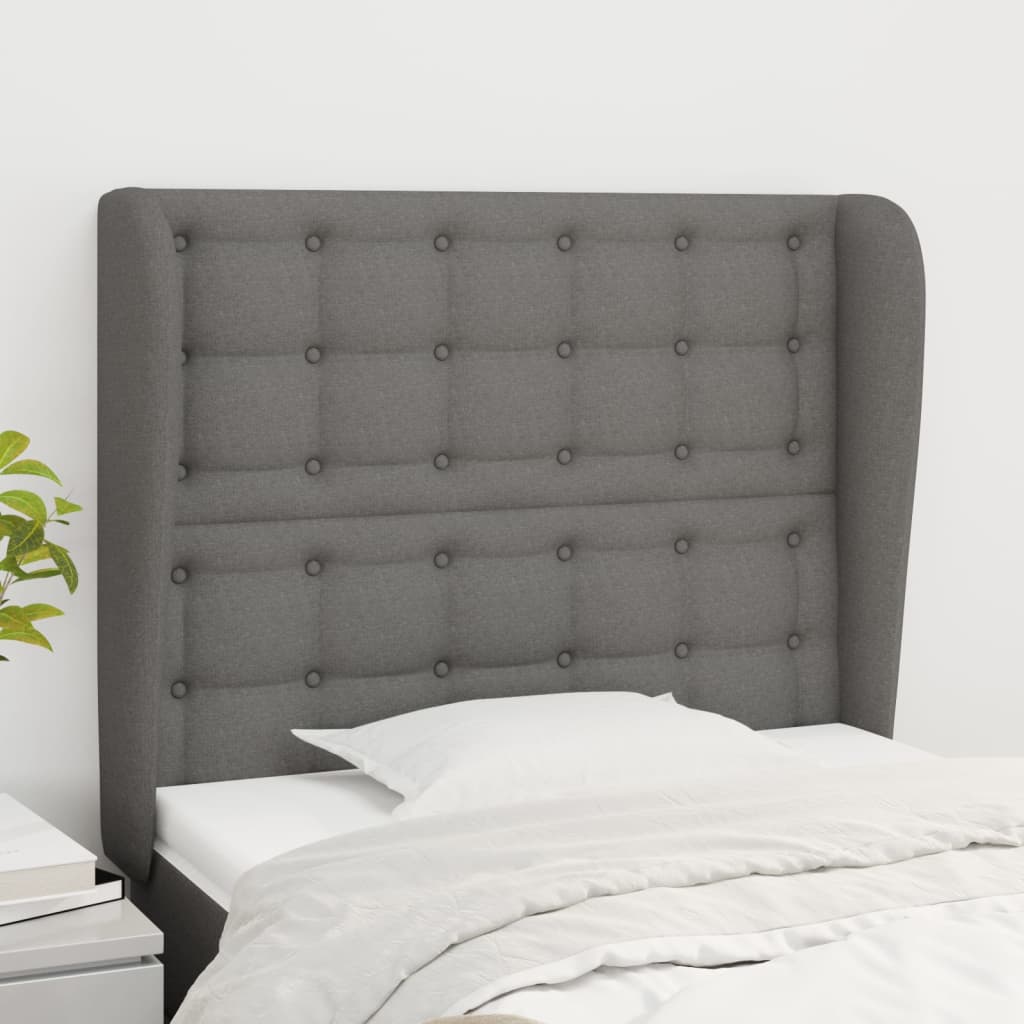 Uzglavlje s ušima tamnosivo 93x23x118/128 cm od tkanine
