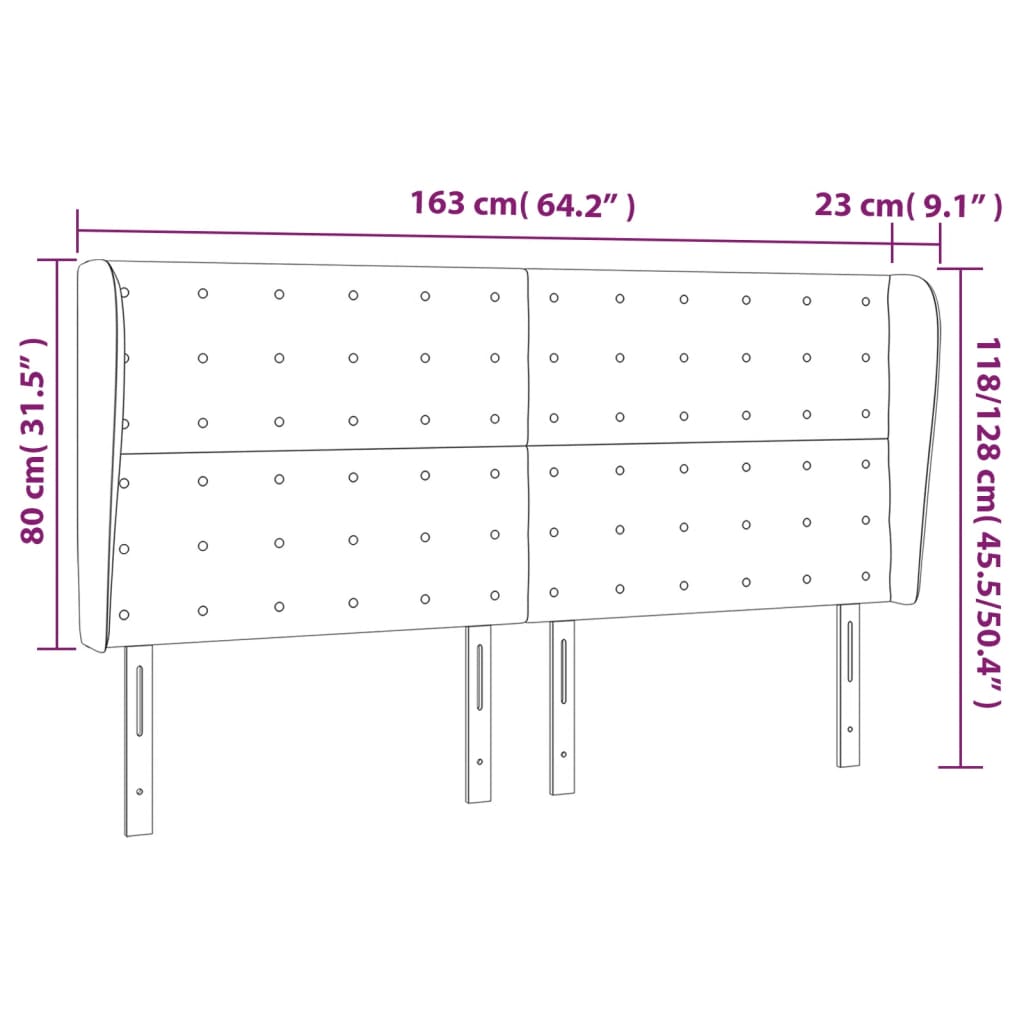 Uzglavlje s ušima krem 163x23x118/128 cm od tkanine