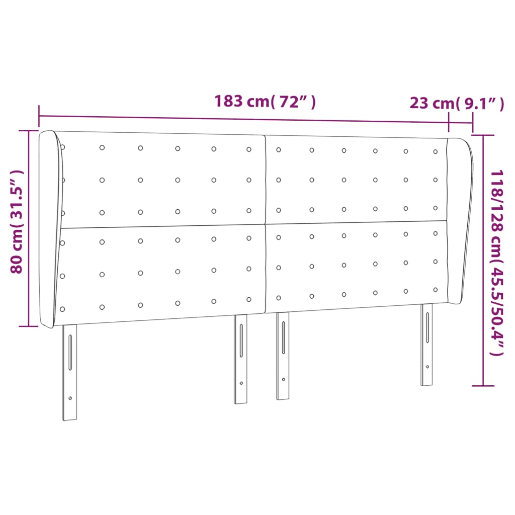 Uzglavlje s ušima krem 183x23x118/128 cm od tkanine