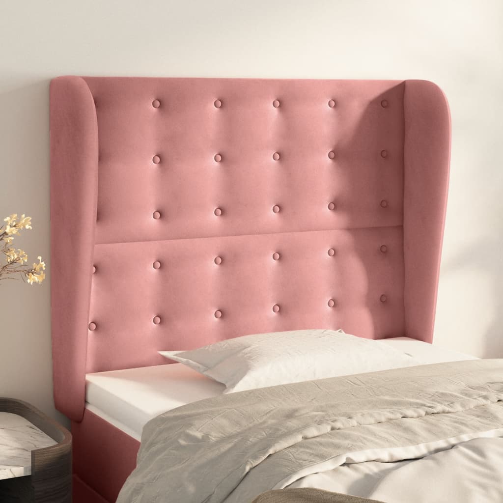 Uzglavlje s ušima ružičasto 83 x 23 x 118/128 cm baršunasto