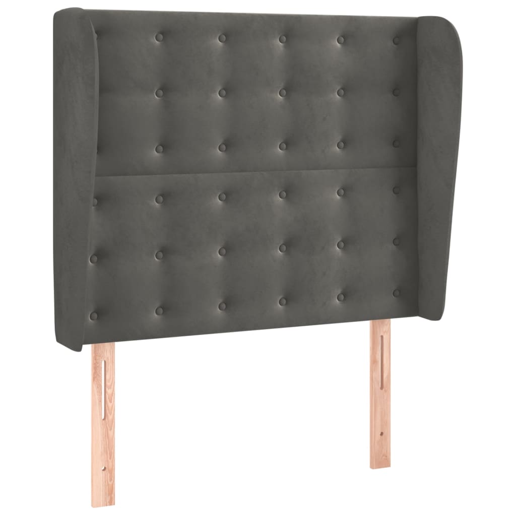 Uzglavlje s ušima tamnosivo 93x23x118/128 cm baršunasto