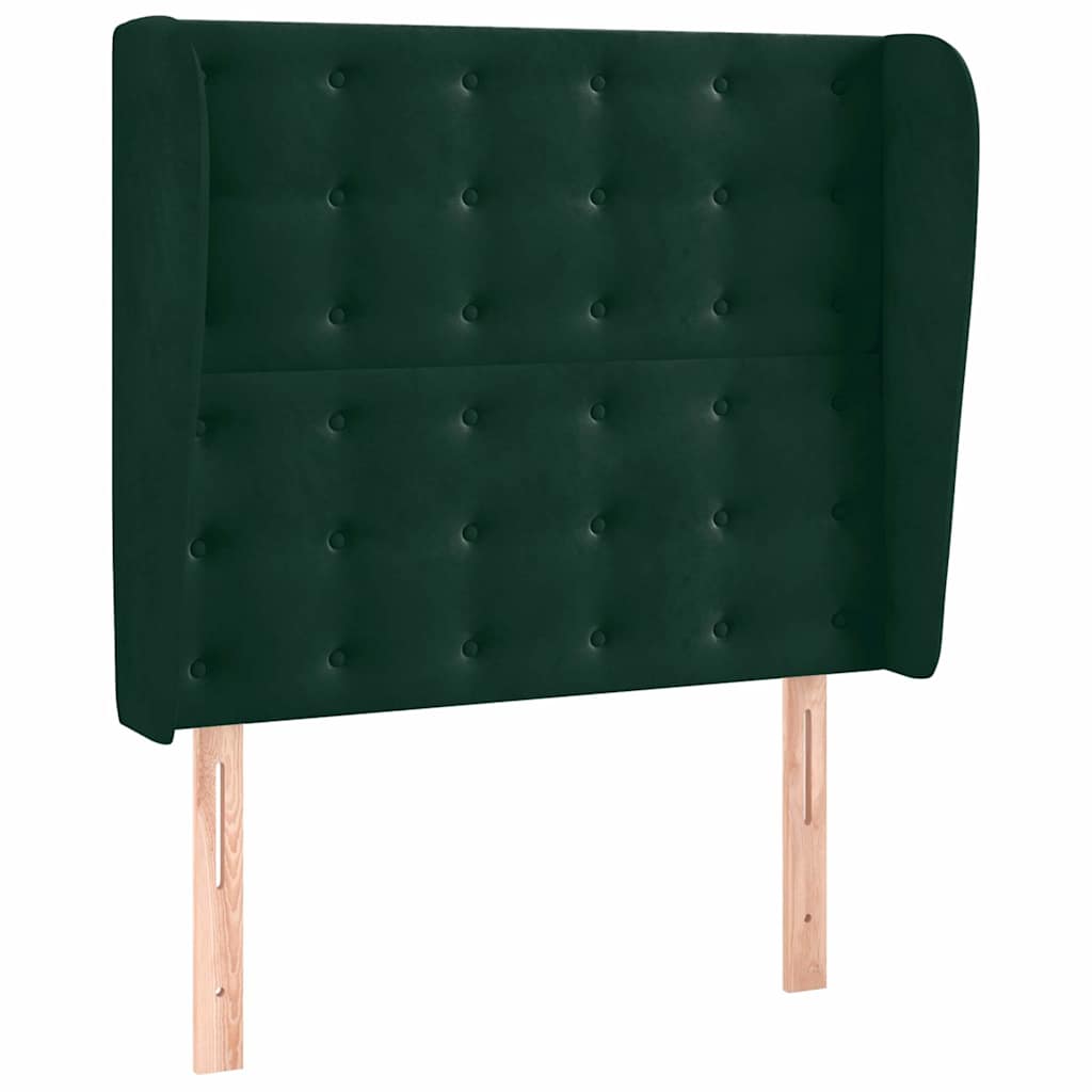 Uzglavlje s ušima tamnozeleno 93x23x118/128 cm baršunasto