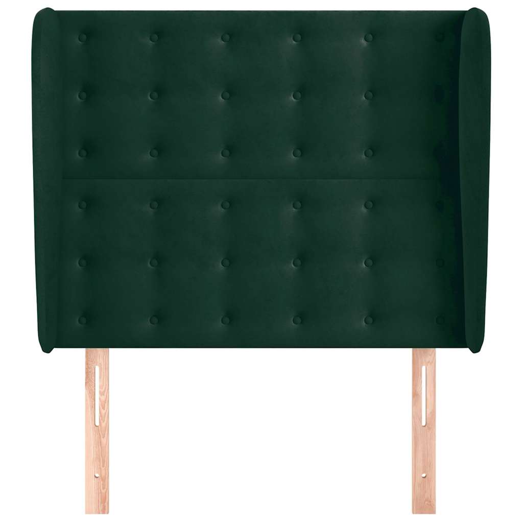 Uzglavlje s ušima tamnozeleno 93x23x118/128 cm baršunasto