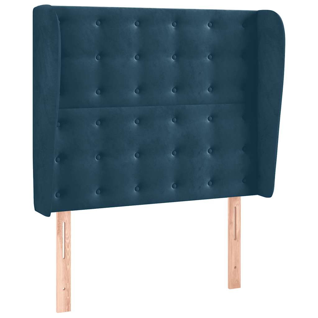 Uzglavlje s ušima tamnoplavo 93x23x118/128 cm baršunasto