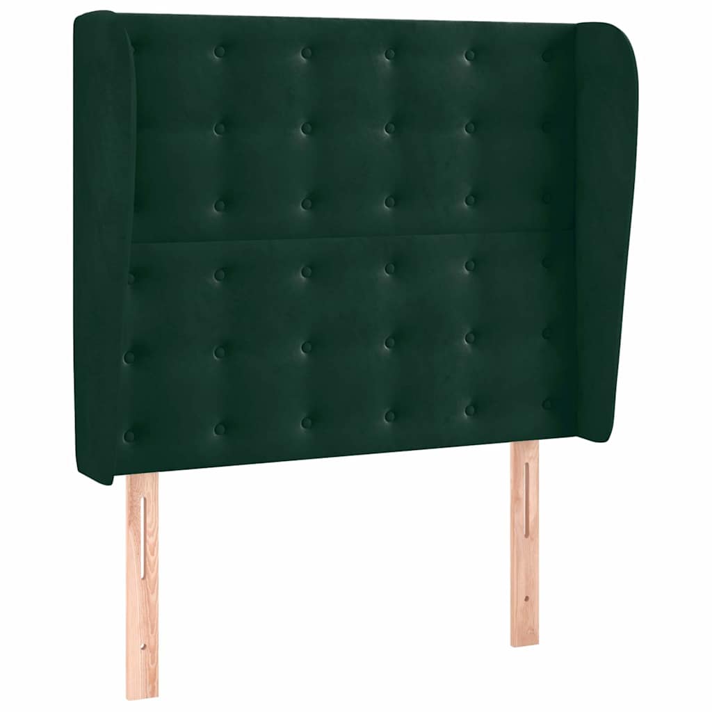 Uzglavlje s ušima tamnozeleno 103x23x118/128 cm baršunasto