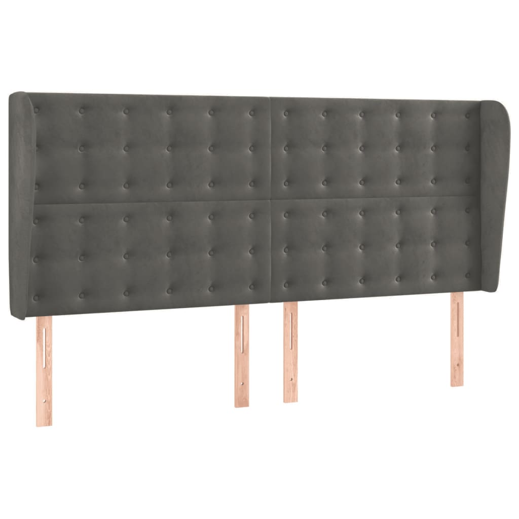 Uzglavlje s ušima tamnosivo 163x23x118/128 cm baršunasto