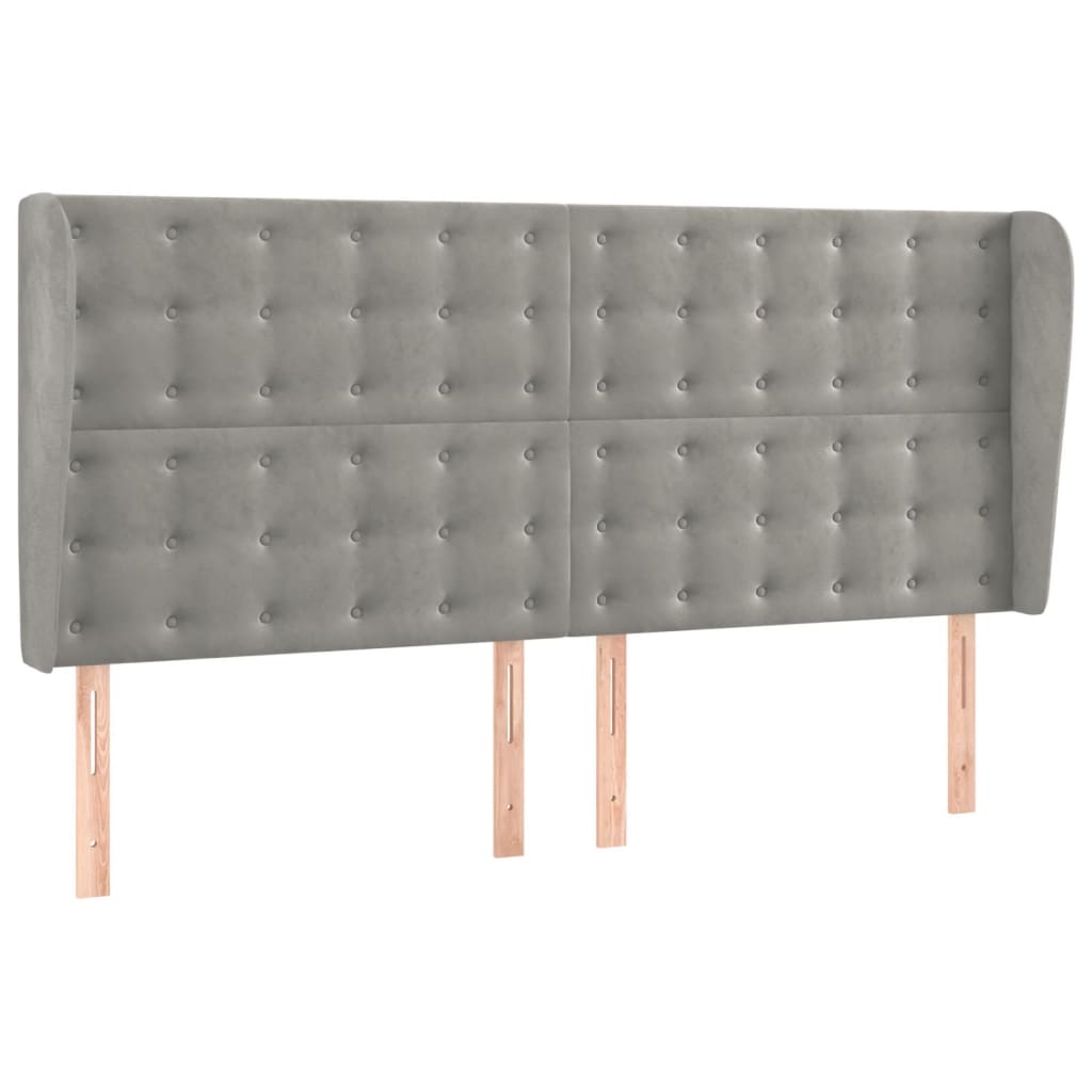 Uzglavlje s ušima svjetlosivo 183x23x118/128 cm baršunasto