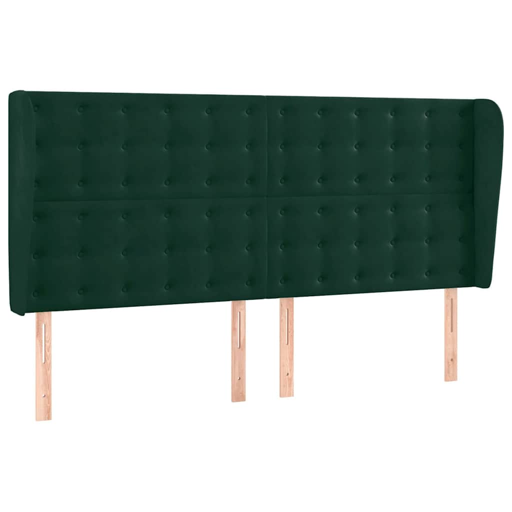 Uzglavlje s ušima tamnozeleno 183x23x118/128 cm baršunasto