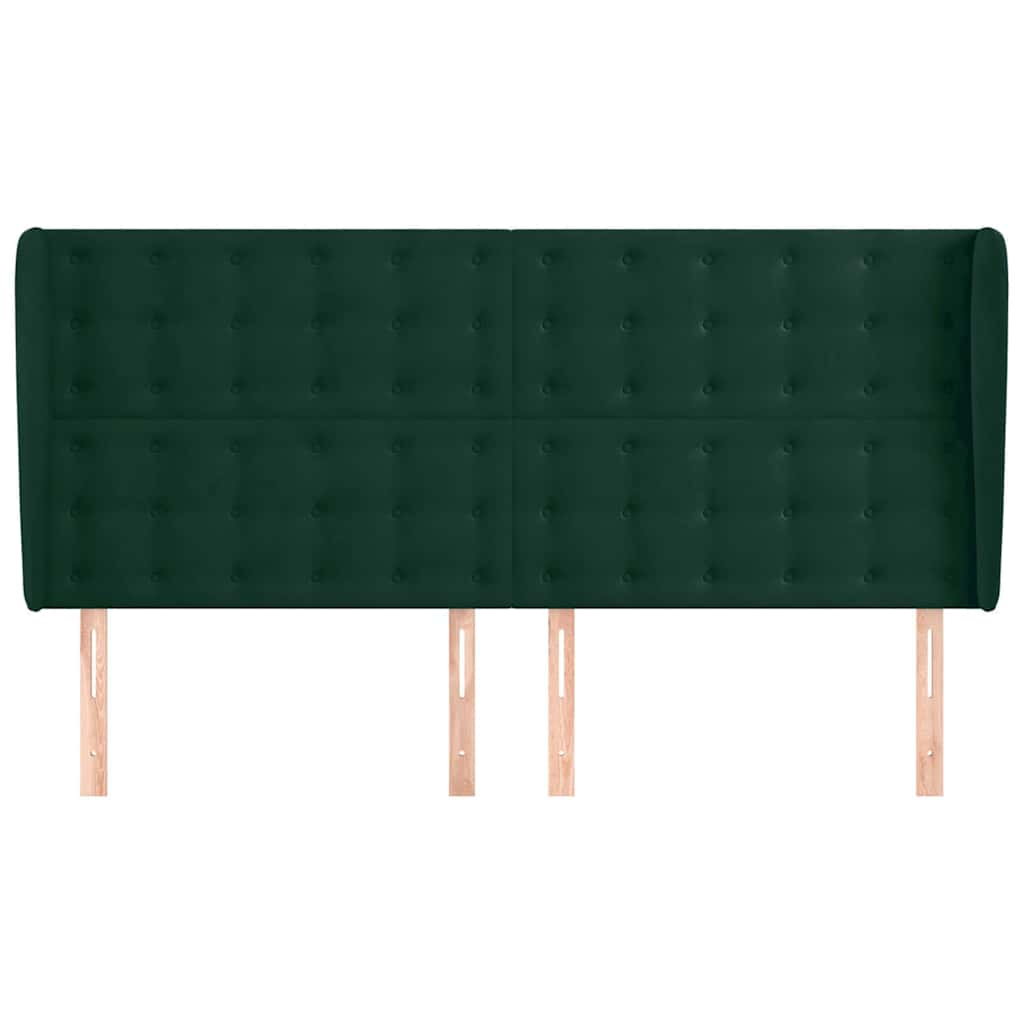 Uzglavlje s ušima tamnozeleno 183x23x118/128 cm baršunasto