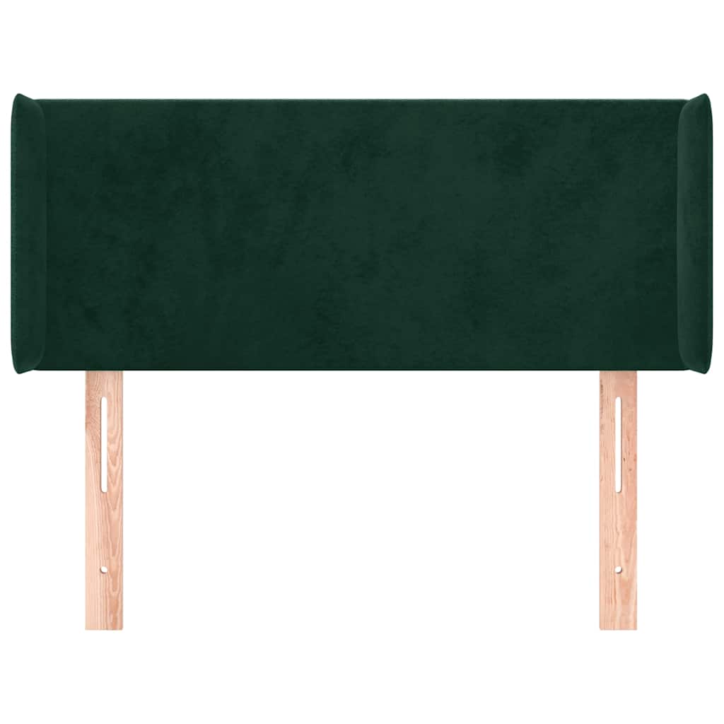 Uzglavlje s ušima tamnozeleno 103x16x78/88 cm baršunasto