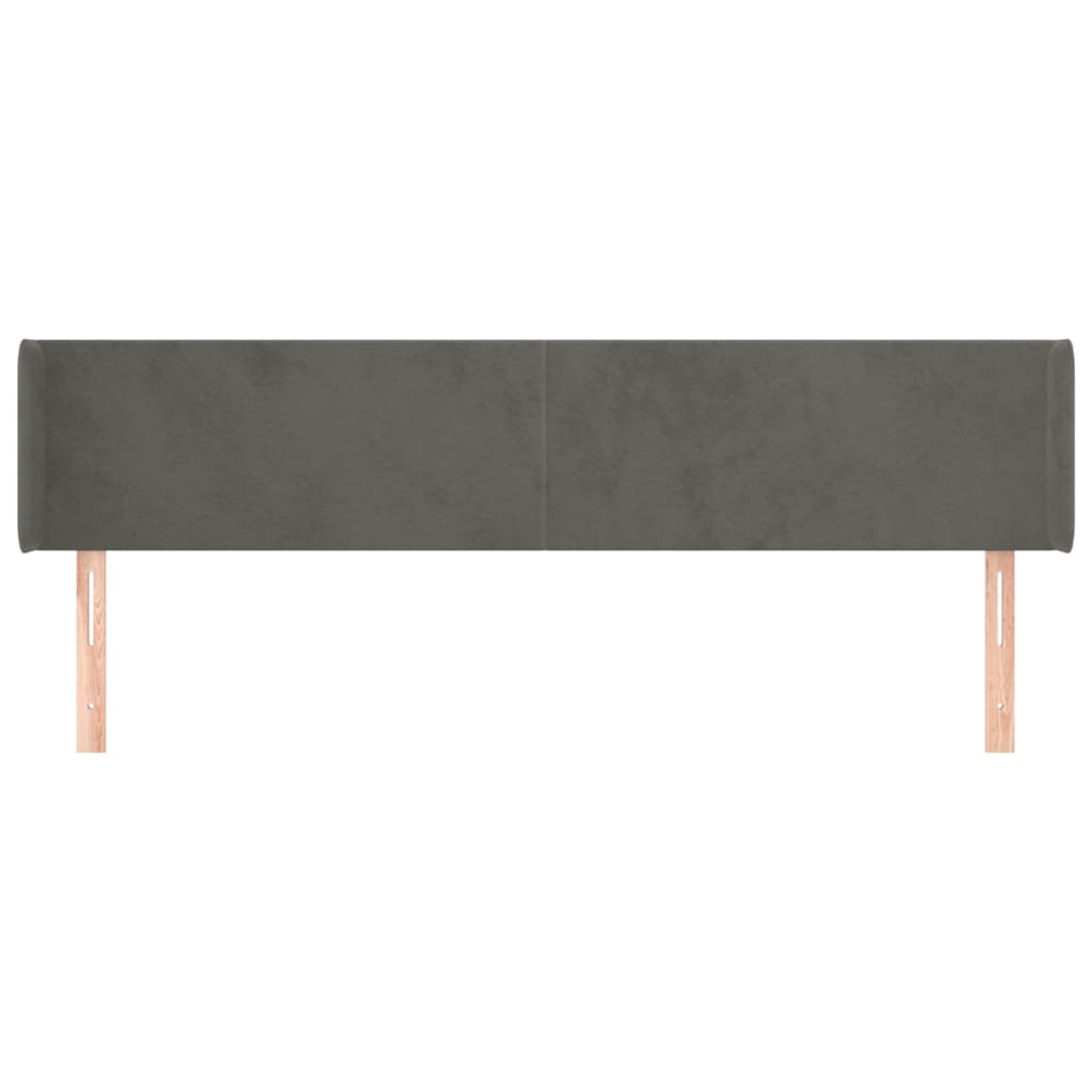 Uzglavlje s ušima tamnosivo 163x16x78/88 cm baršunasto