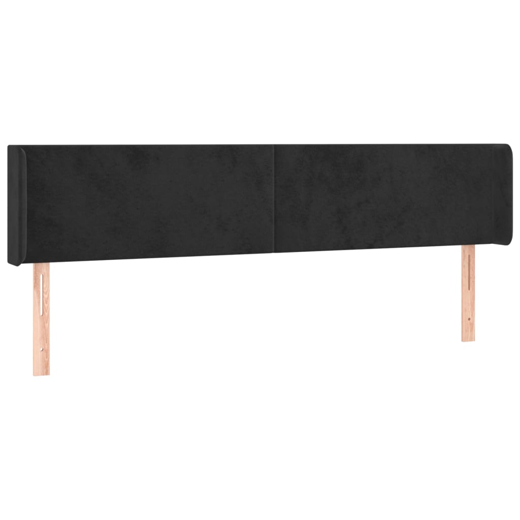 Uzglavlje s ušima crno 163x16x78/88 cm baršunasto
