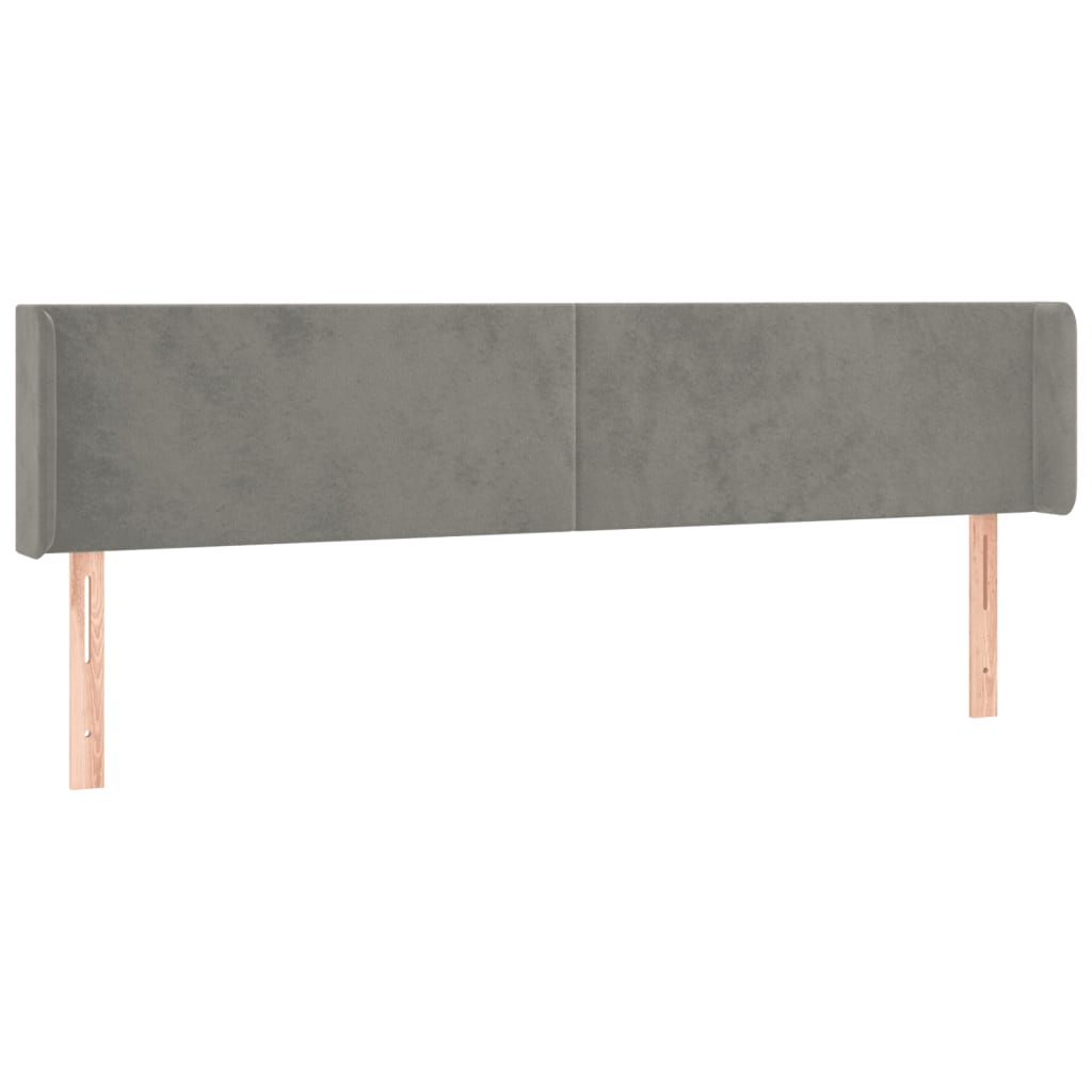 Uzglavlje s ušima svjetlosivo 203x16x78/88 cm baršunasto