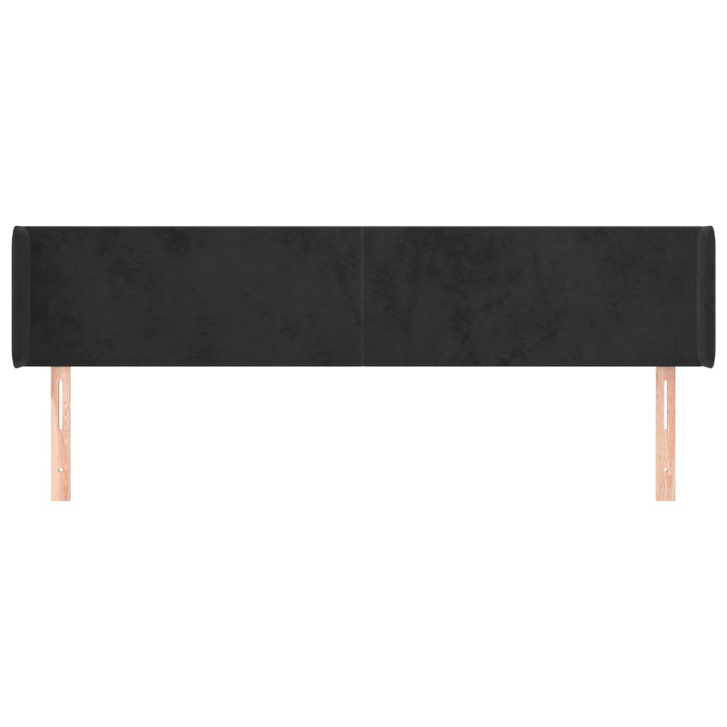 Uzglavlje s ušima crno 203x16x78/88 cm baršunasto