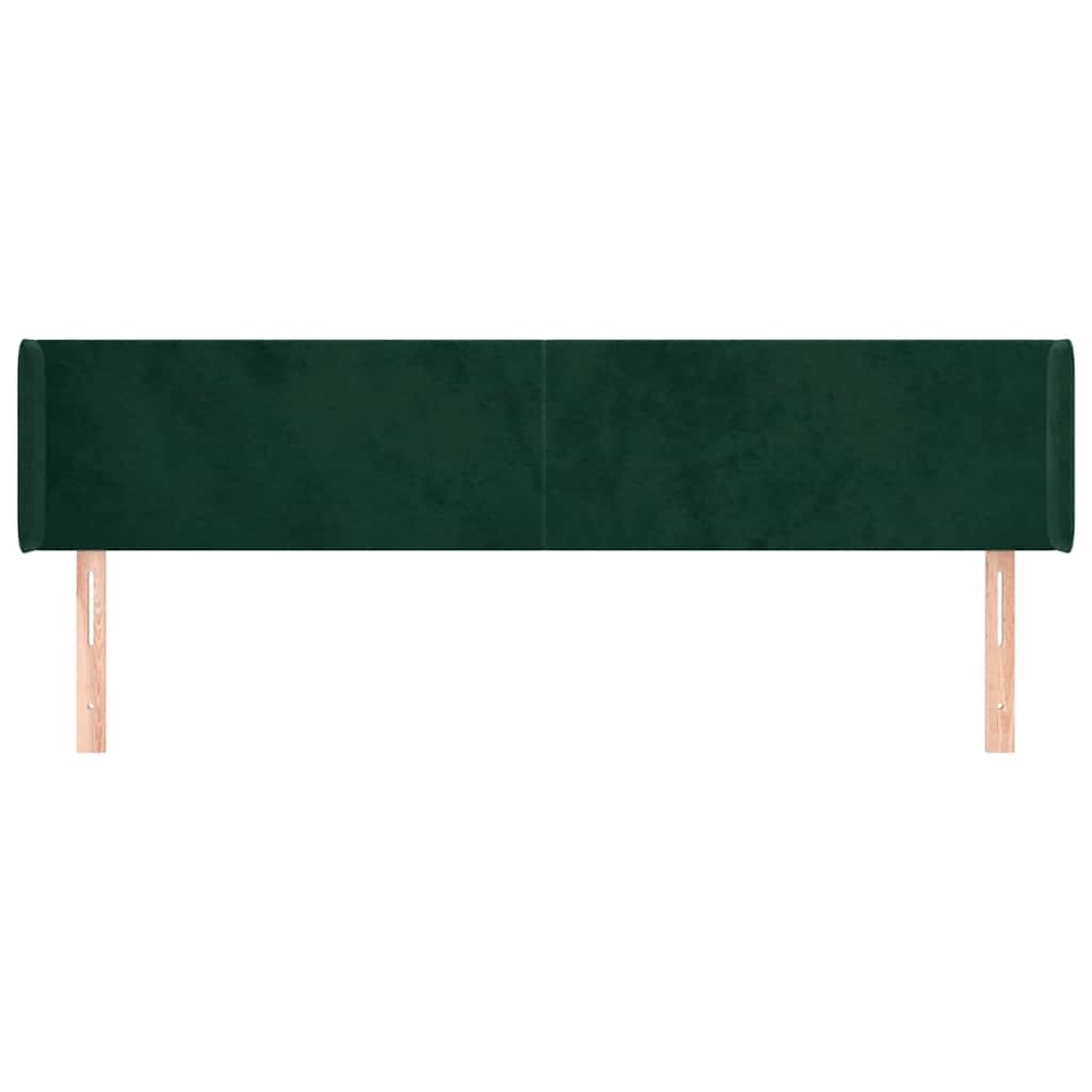 Uzglavlje s ušima tamnozeleno 203x16x78/88 cm baršunasto