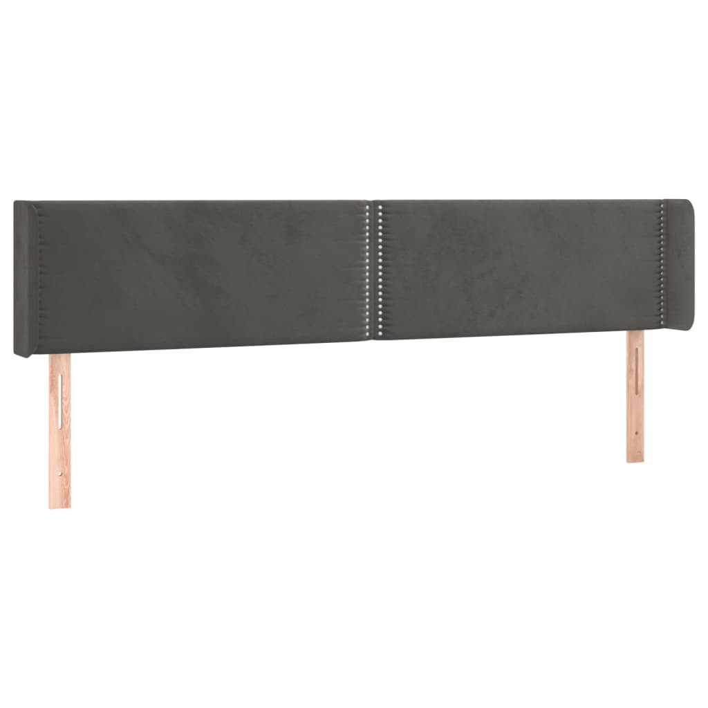 Uzglavlje s ušima tamnosivo 203x16x78/88 cm baršunasto