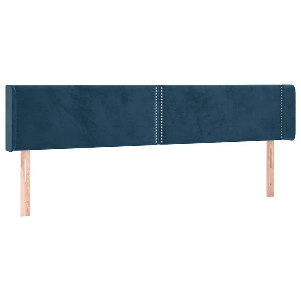 Uzglavlje s ušima tamnoplavo 203x16x78/88 cm baršunasto