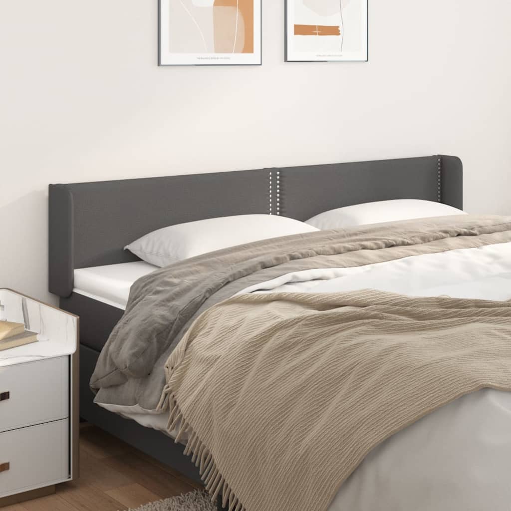 Uzglavlje s ušima sivo 203x16x78/88 cm od umjetne kože
