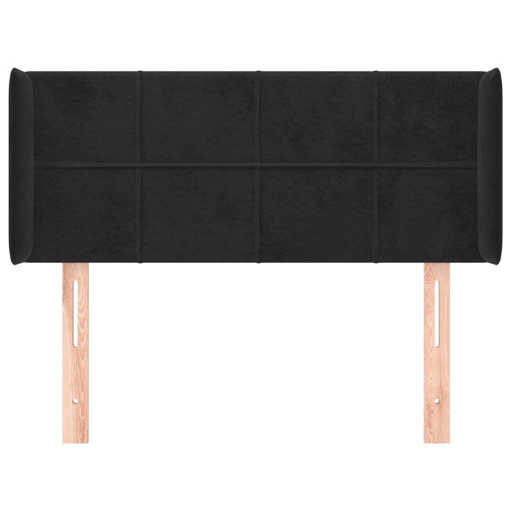 Uzglavlje s ušima crno 83x16x78/88 cm baršunasto