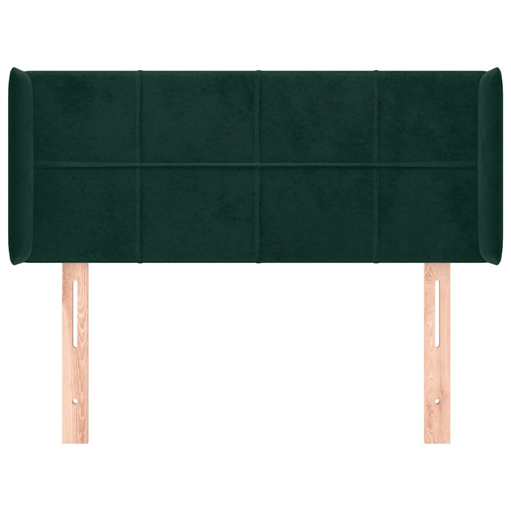 Uzglavlje s ušima tamnozeleno 83x16x78/88 cm baršunasto