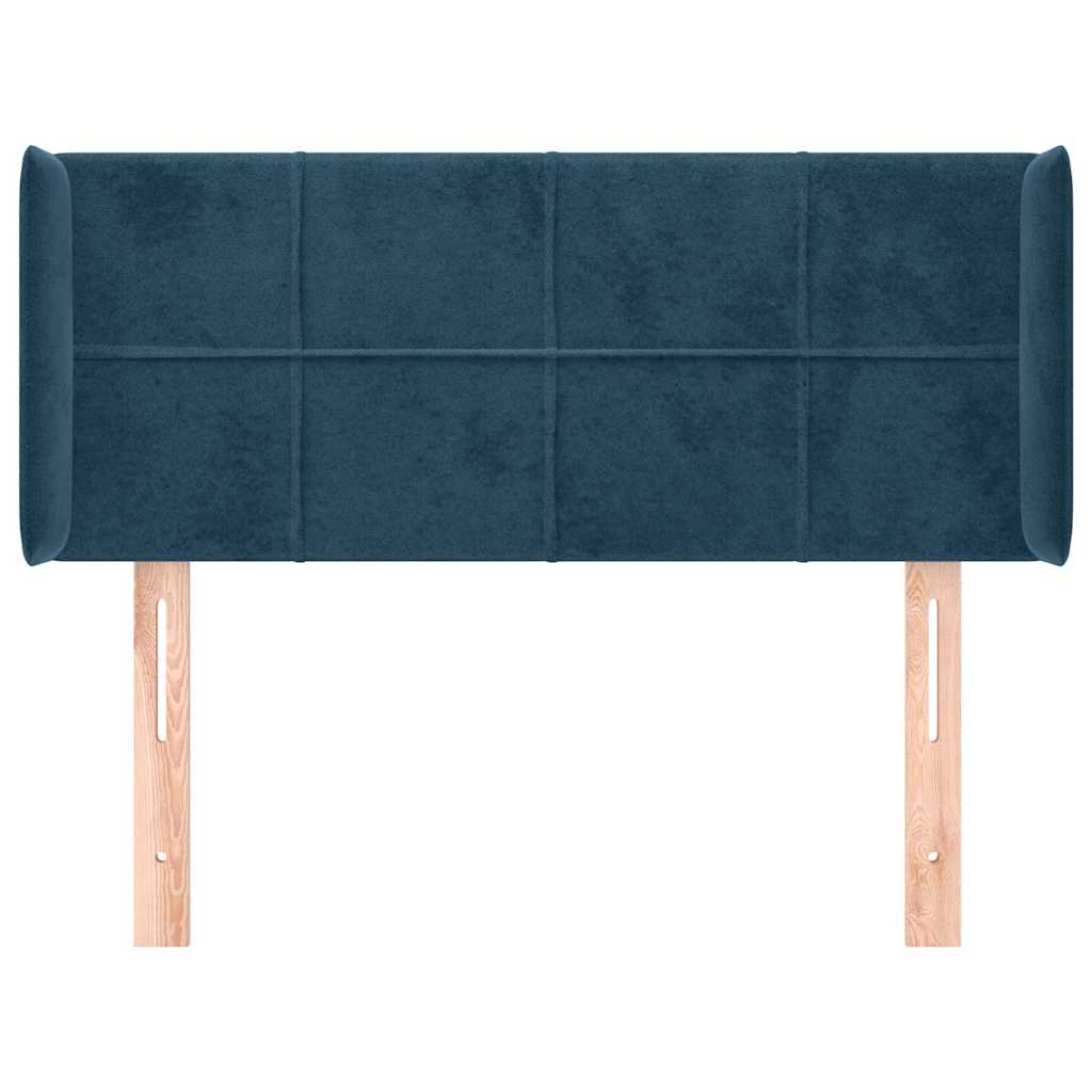 Uzglavlje s ušima tamnoplavo 83x16x78/88 cm baršunasto