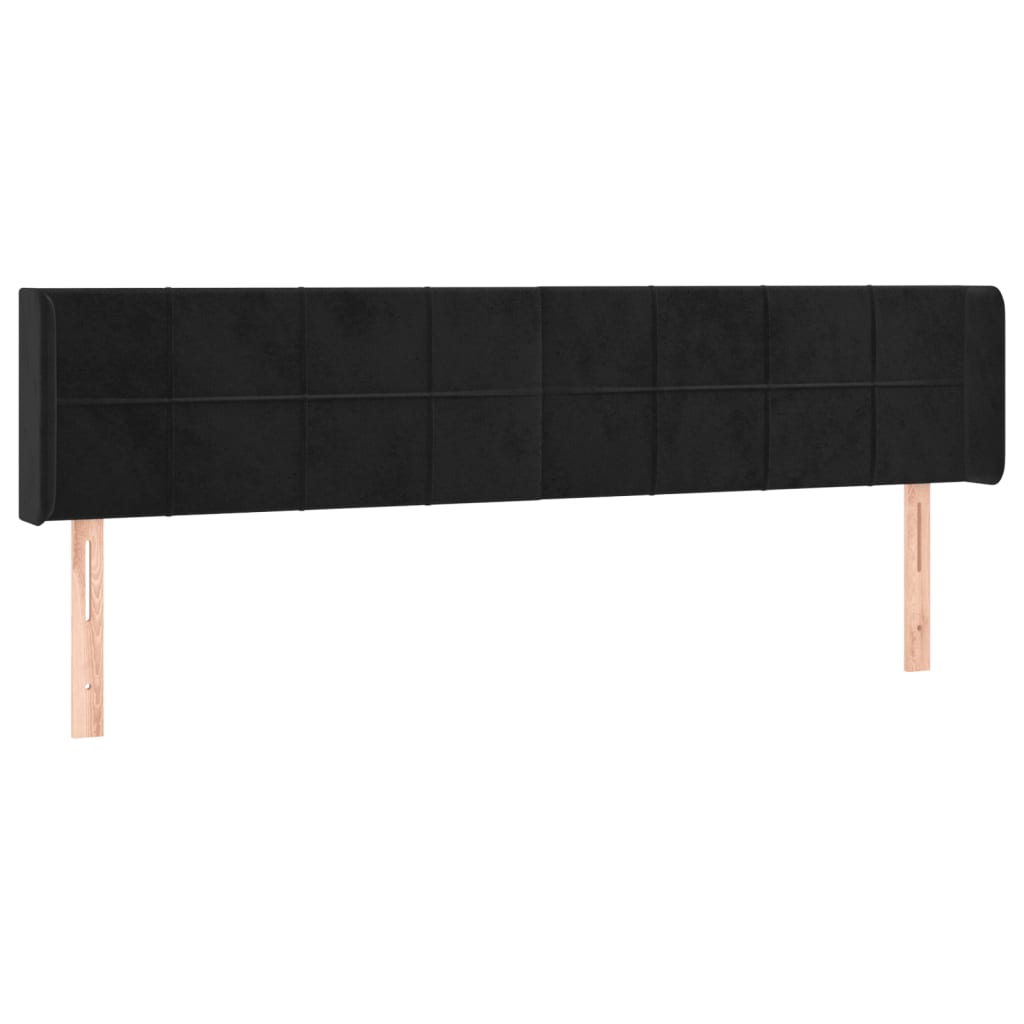 Uzglavlje s ušima crno 203x16x78/88 cm baršunasto