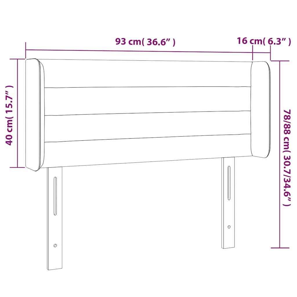 Uzglavlje s ušima tamnoplavo 93x16x78/88 cm baršunasto