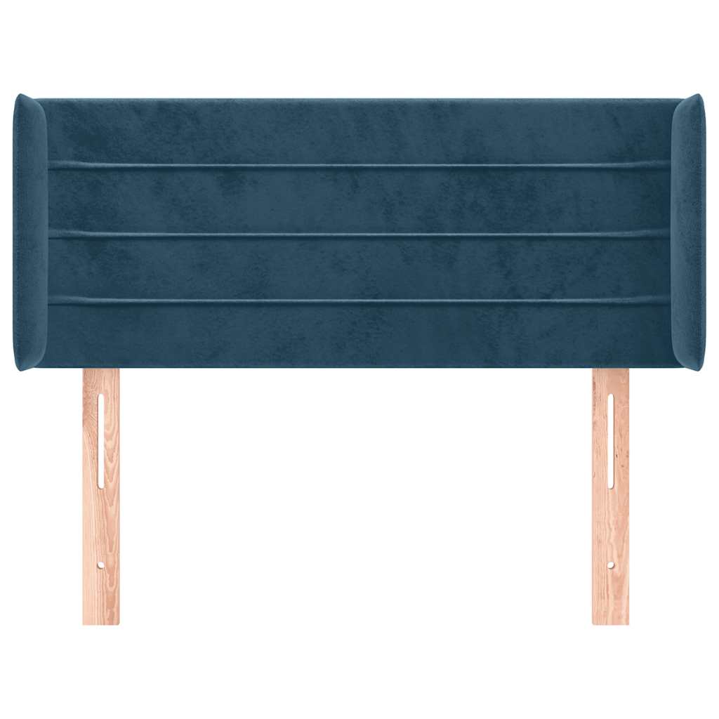 Uzglavlje s ušima tamnoplavo 103x16x78/88 cm baršunasto
