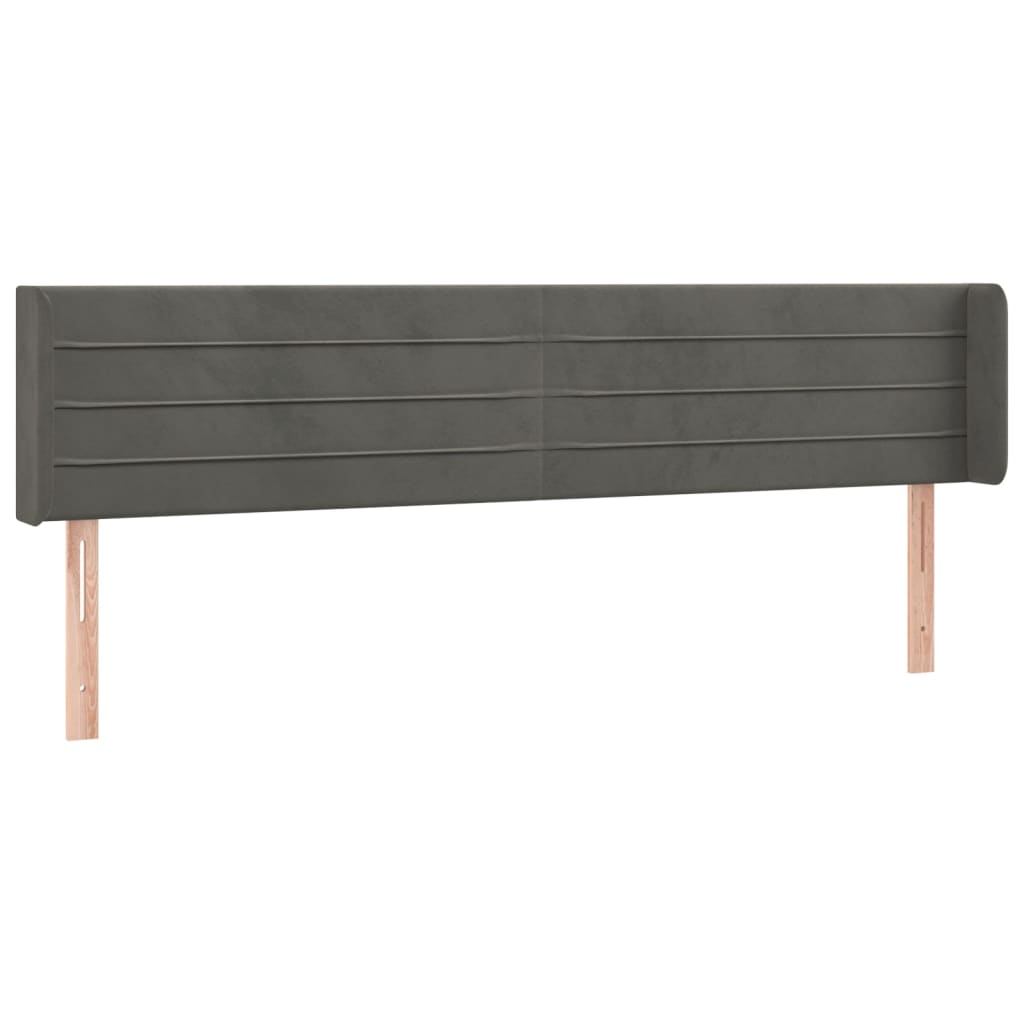Uzglavlje s ušima tamnosivo 203x16x78/88 cm baršunasto
