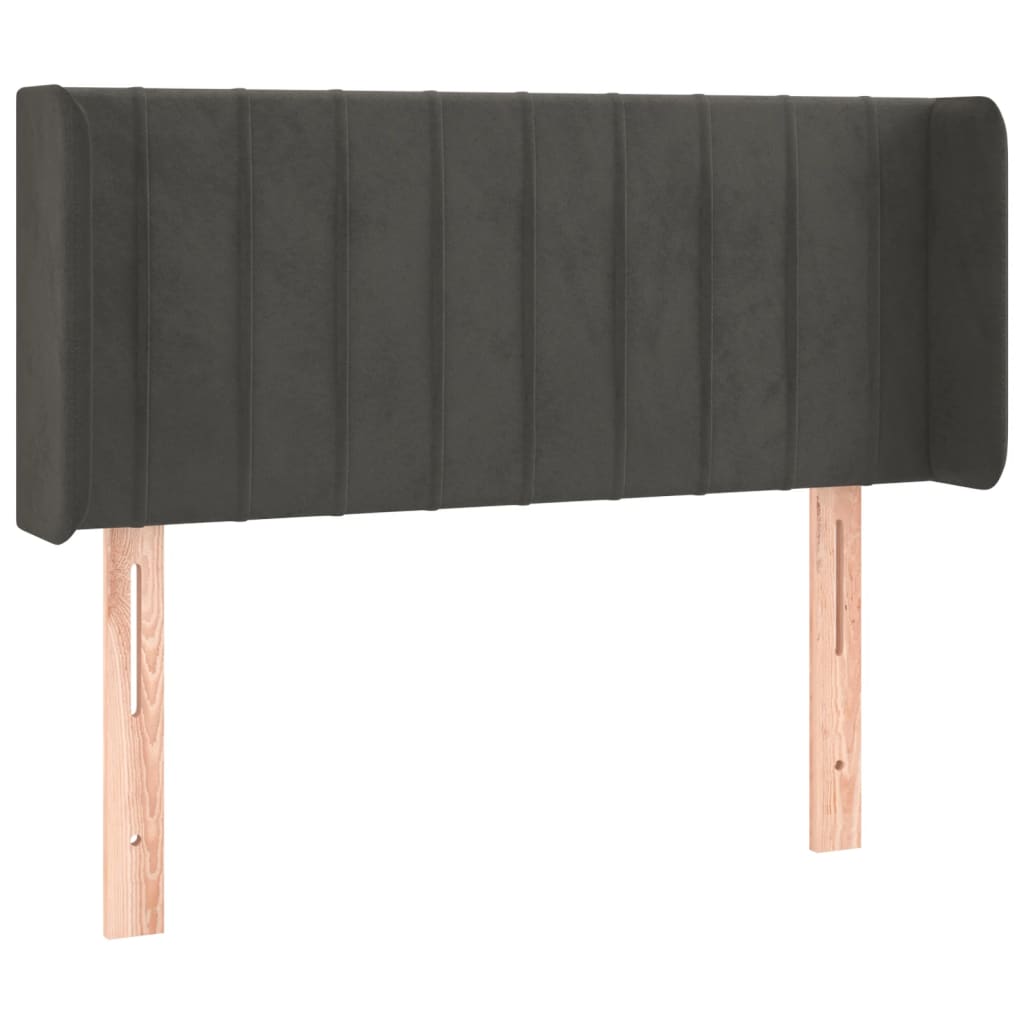 Uzglavlje s ušima tamnosivo 83x16x78/88 cm baršunasto