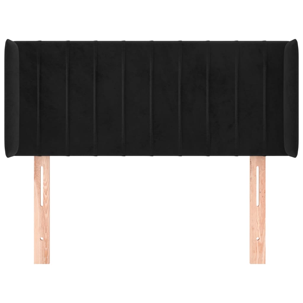 Uzglavlje s ušima crno 93x16x78/88 cm baršunasto
