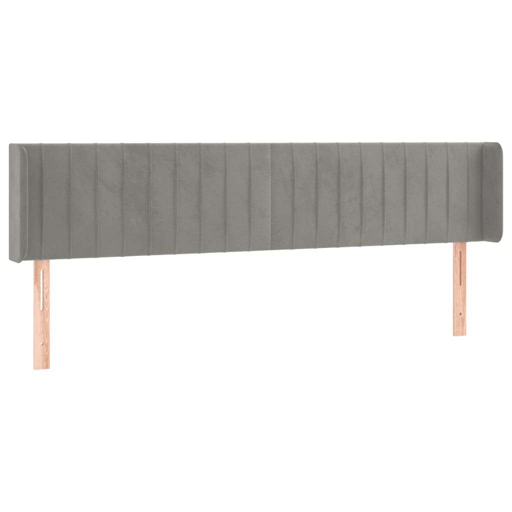 Uzglavlje s ušima svjetlosivo 163x16x78/88 cm baršunasto
