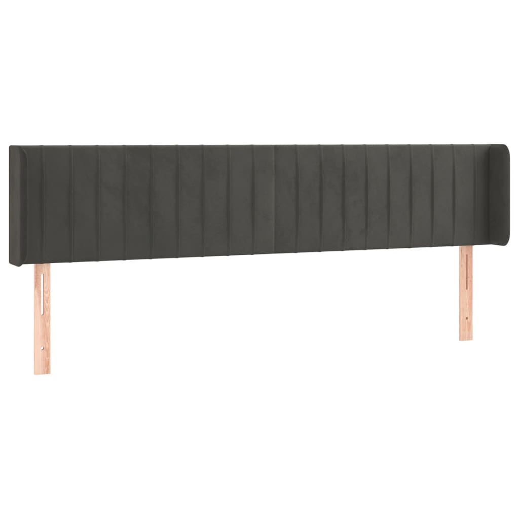 Uzglavlje s ušima tamnosivo 163x16x78/88 cm baršunasto