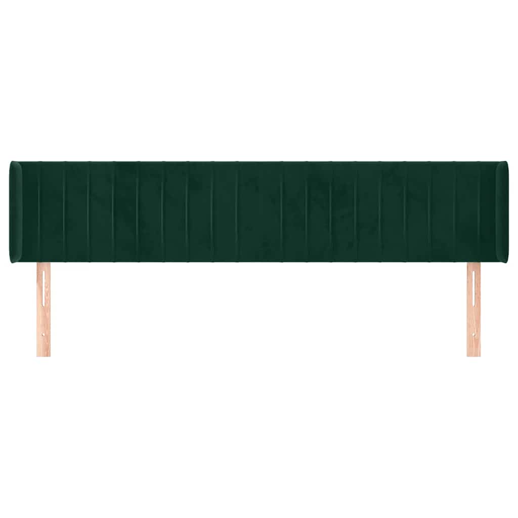 Uzglavlje s ušima tamnozeleno 203x16x78/88 cm baršunasto