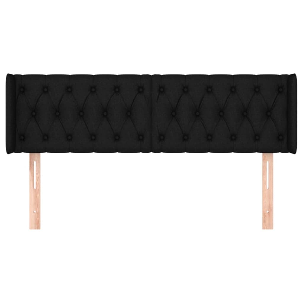 Uzglavlje s ušima crno 163x16x78/88 cm od tkanine