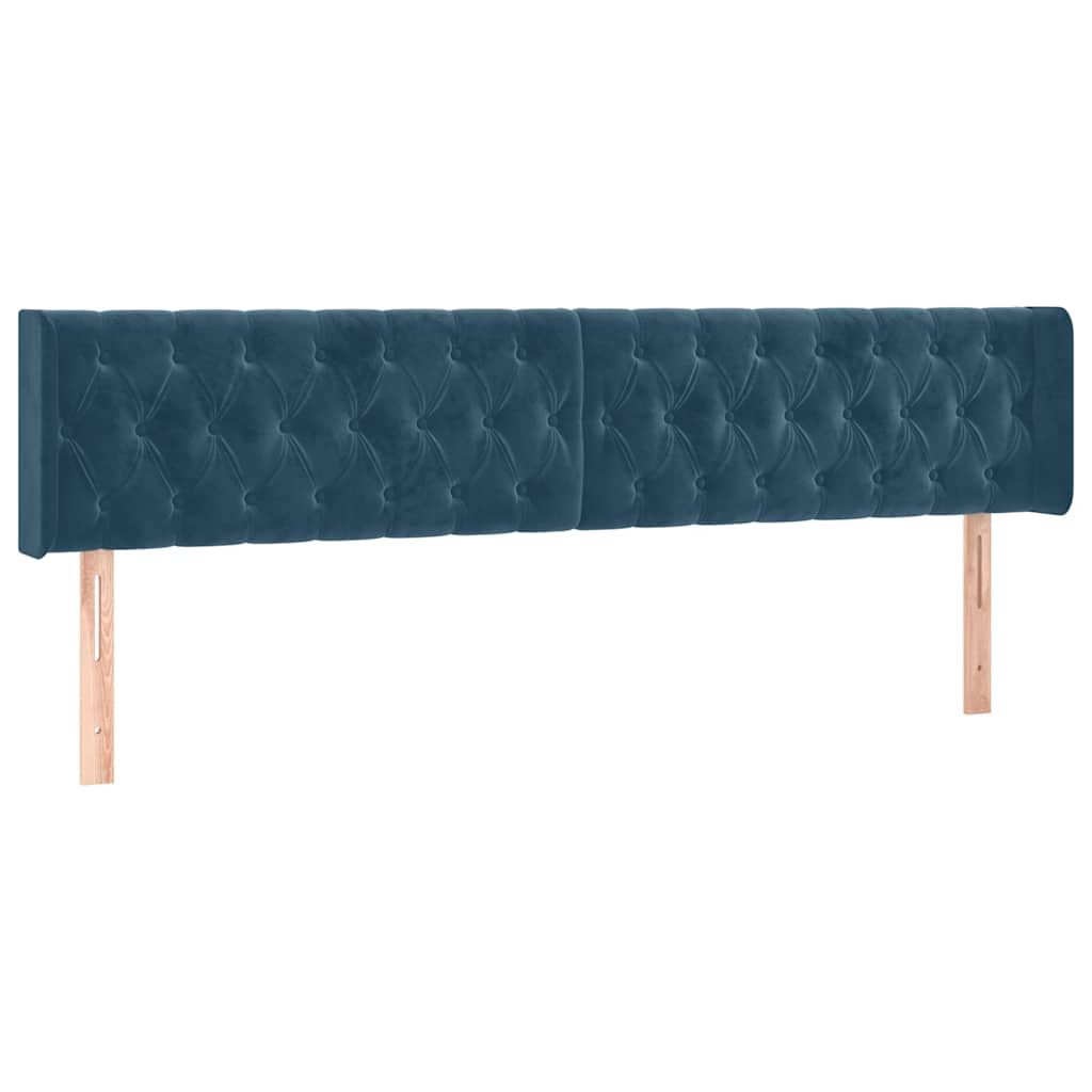Uzglavlje s ušima tamnoplavo 203x16x78/88 cm baršunasto