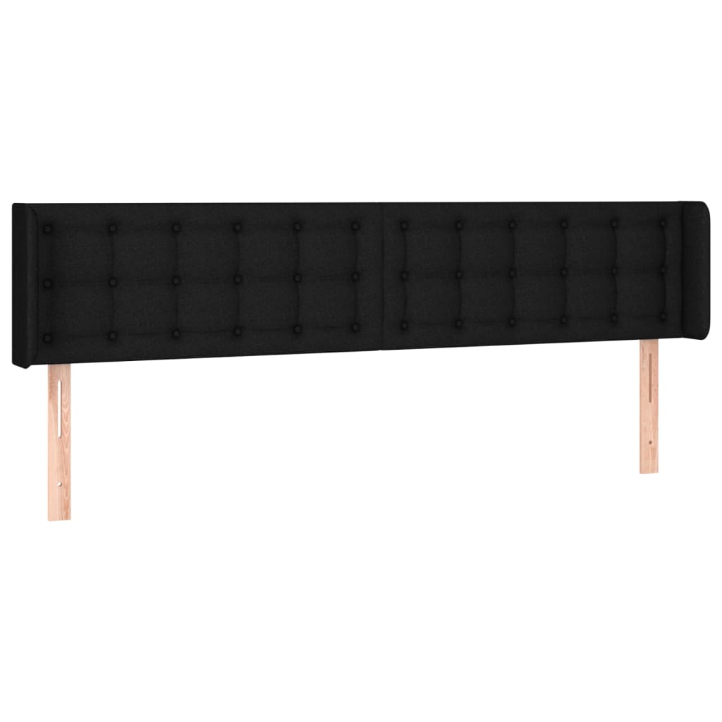 Uzglavlje s ušima crno 203x16x78/88 cm od tkanine