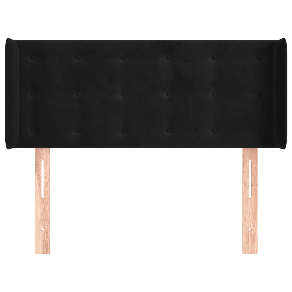 Uzglavlje s ušima crno 93x16x78/88 cm baršunasto