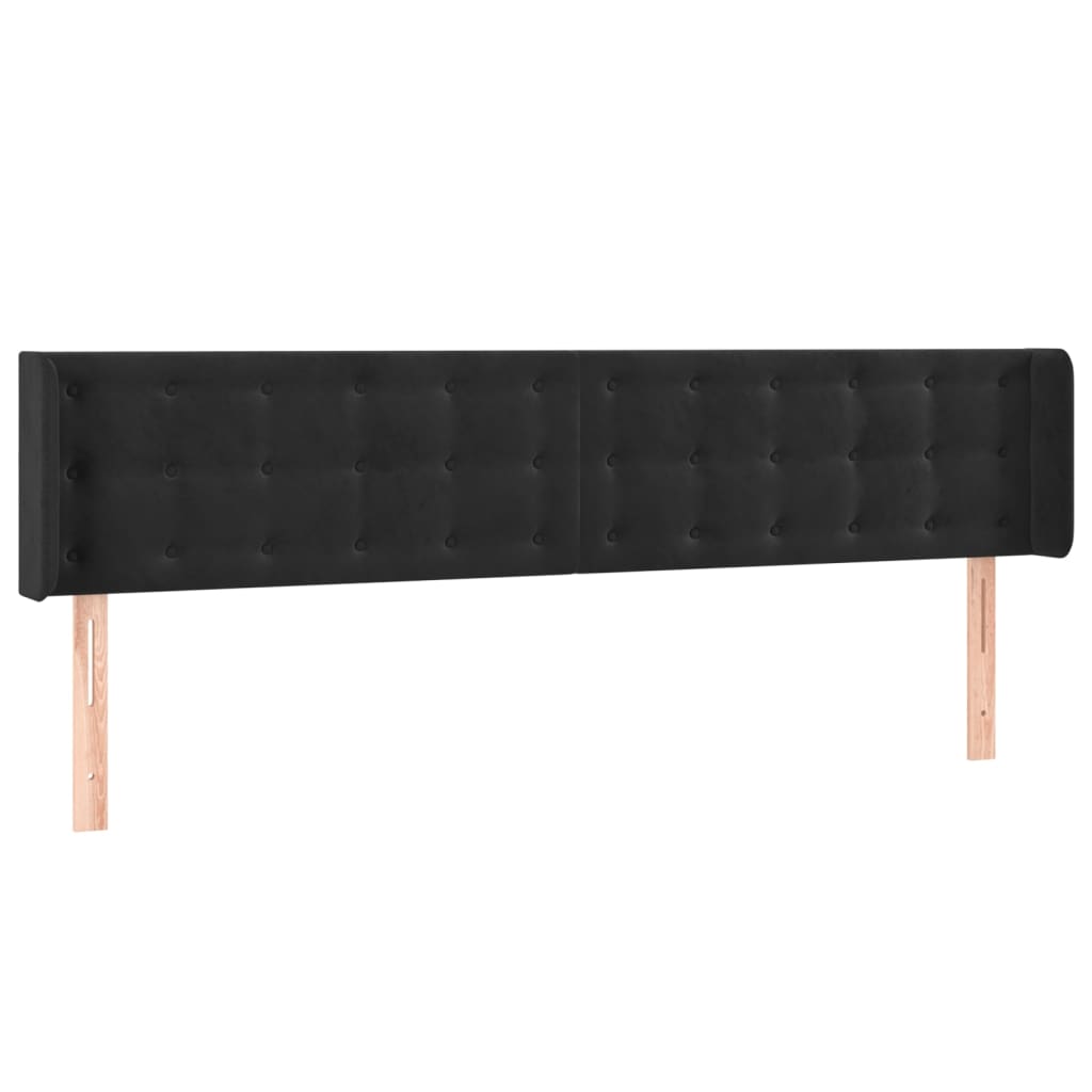 Uzglavlje s ušima crno 163x16x78/88 cm baršunasto