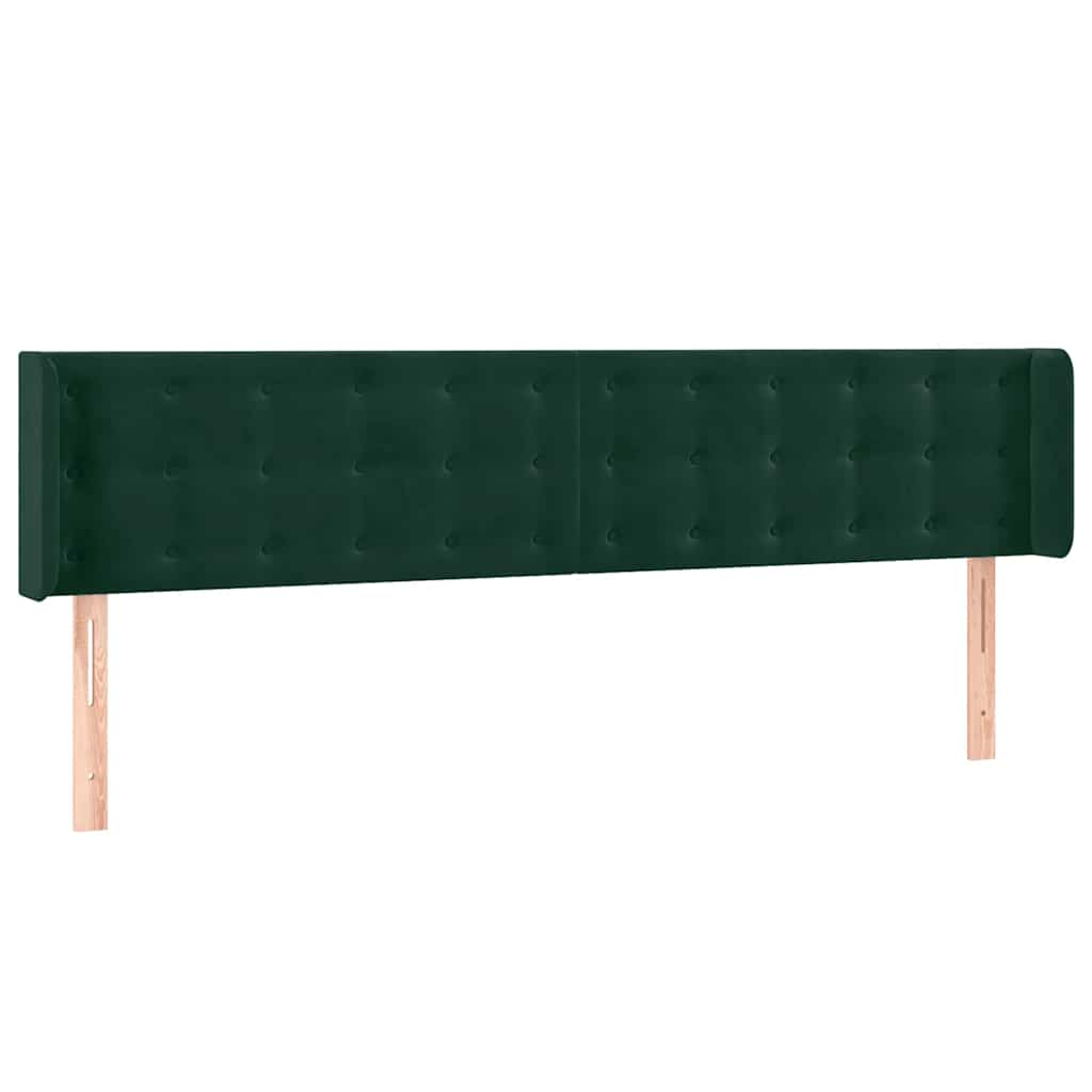 Uzglavlje s ušima tamnozeleno 163x16x78/88 cm baršunasto
