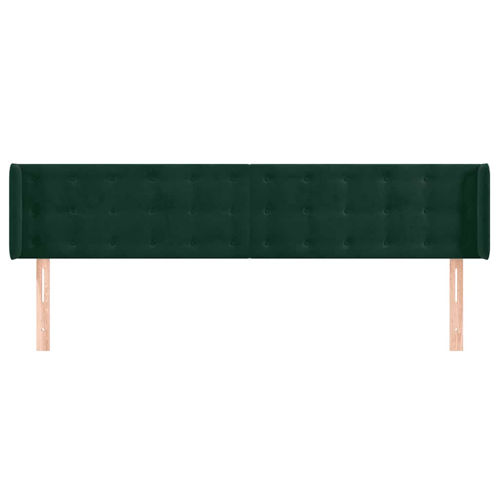 Uzglavlje s ušima tamnozeleno 203x16x78/88 cm baršunasto