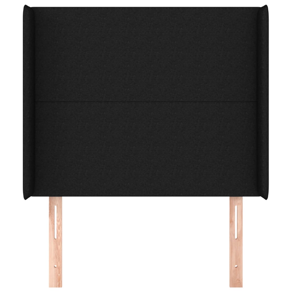 Uzglavlje s ušima crno 83x16x118/128 cm od tkanine