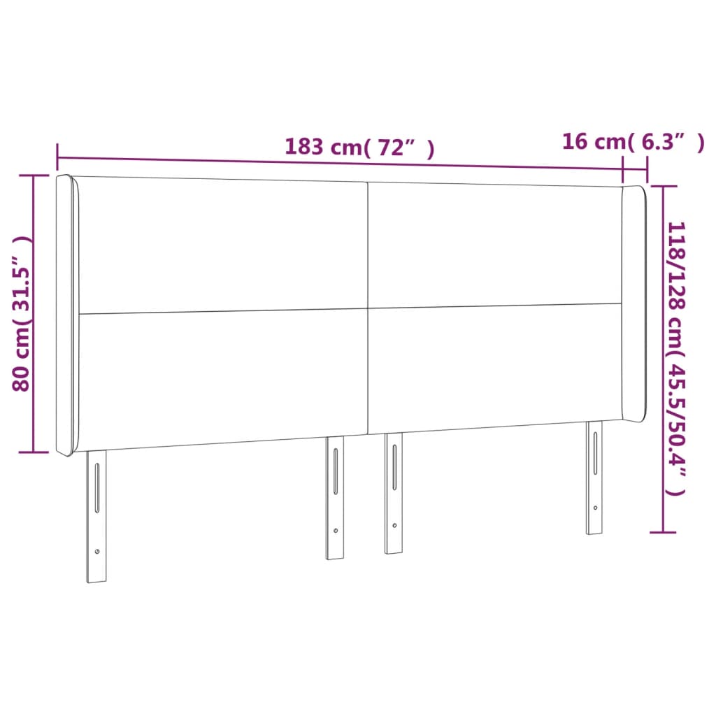 Uzglavlje s ušima krem 183x16x118/128 cm od tkanine