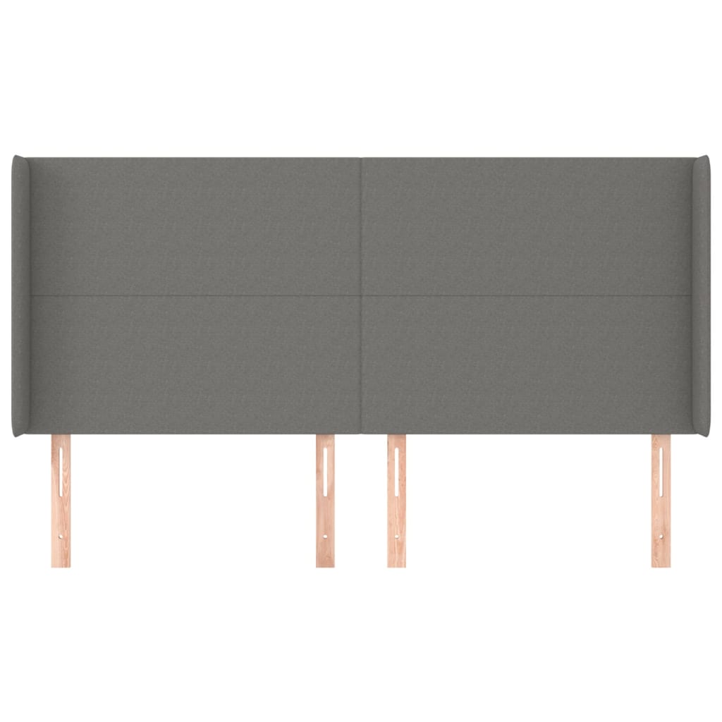 Uzglavlje s ušima tamnosivo 203x16x118/128 cm od tkanine
